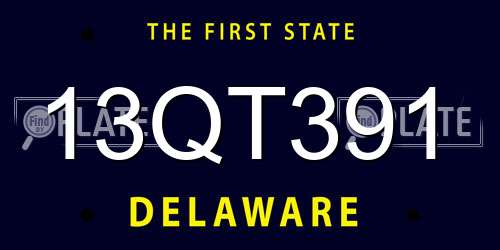 13QT391 Delaware License Plate