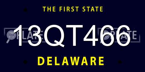 13QT466 Delaware License Plate