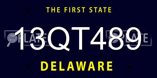 13QT489 Delaware License Plate