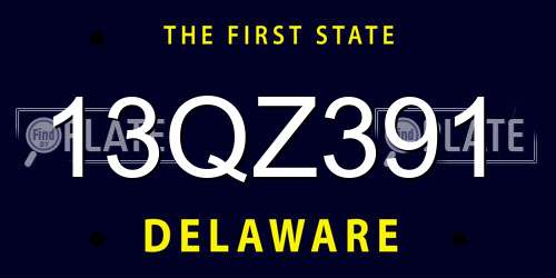 13QZ391 Delaware License Plate