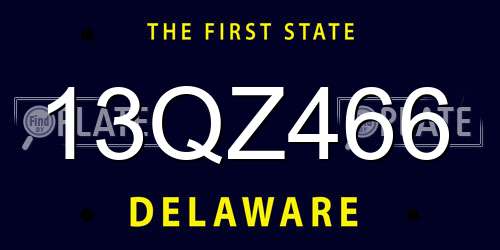 13QZ466 Delaware License Plate