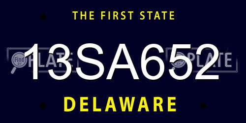 13SA652 Delaware License Plate