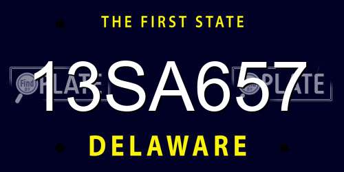 13SA657 Delaware License Plate