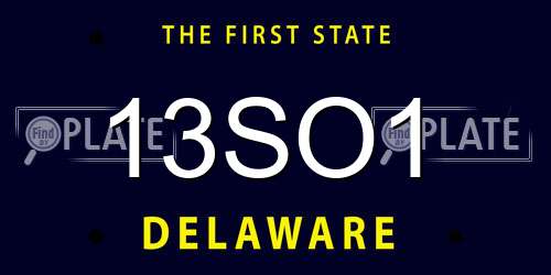 13SO1 Delaware License Plate