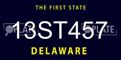 13ST457 Delaware License Plate