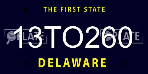 13TO260 Delaware License Plate