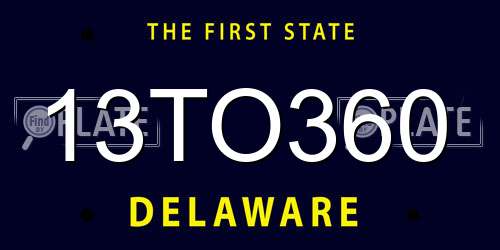 13TO360 Delaware License Plate