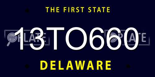 13TO660 Delaware License Plate