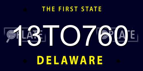 13TO760 Delaware License Plate