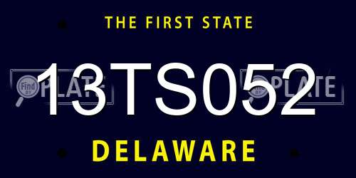 13TS052 Delaware License Plate