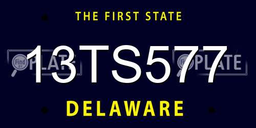 13TS577 Delaware License Plate