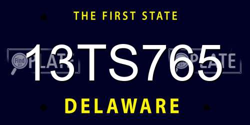 13TS765 Delaware License Plate