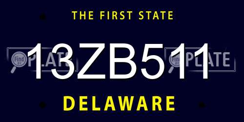 13ZB511 Delaware License Plate