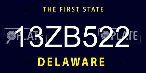 13ZB522 Delaware License Plate