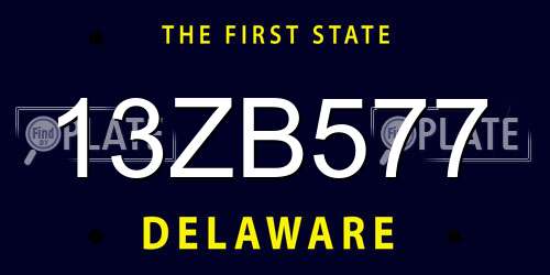 13ZB577 Delaware License Plate