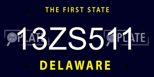 13ZS511 Delaware License Plate