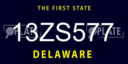 13ZS577 Delaware License Plate