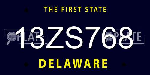 13ZS768 Delaware License Plate