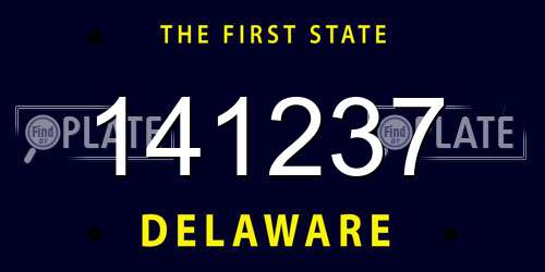 141237 Delaware License Plate