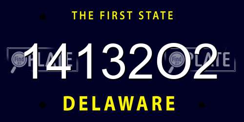 14132O2 Delaware License Plate