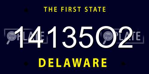 14135O2 Delaware License Plate