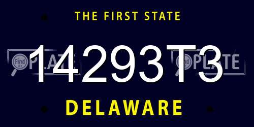 14293T3 Delaware License Plate