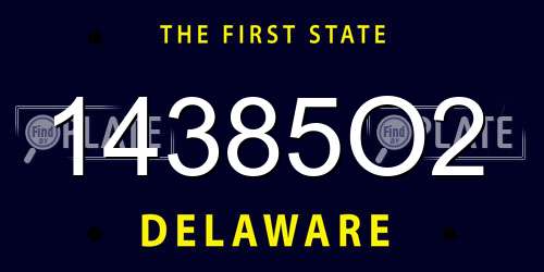14385O2 Delaware License Plate