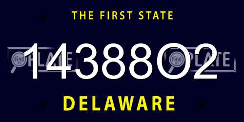 14388O2 Delaware License Plate