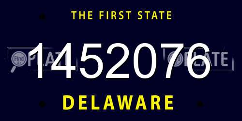 1452076 Delaware License Plate