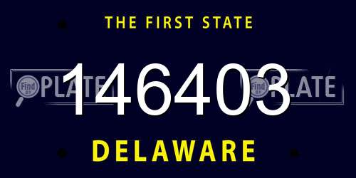 146403 Delaware License Plate
