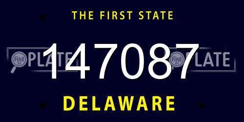 147087 Delaware License Plate