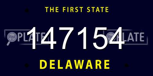 147154 Delaware License Plate