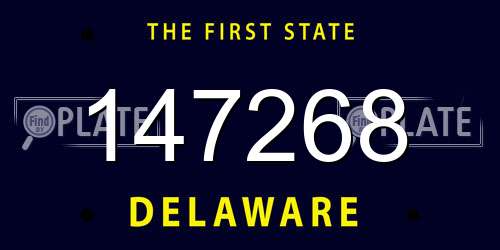 147268 Delaware License Plate