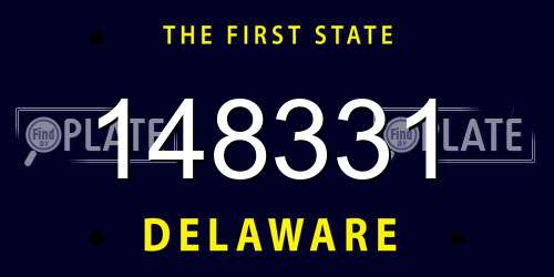 148331 Delaware License Plate