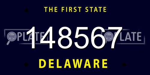 148567 Delaware License Plate