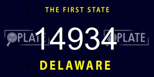 14934 Delaware License Plate
