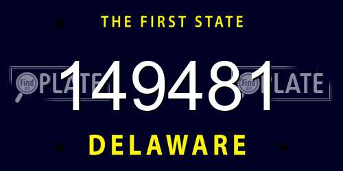 149481 Delaware License Plate