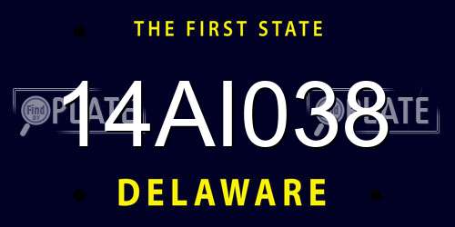 14AI038 Delaware License Plate