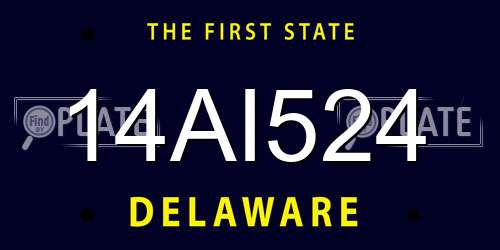 14AI524 Delaware License Plate