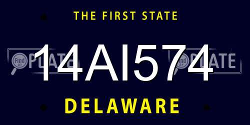 14AI574 Delaware License Plate