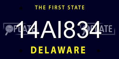 14AI834 Delaware License Plate