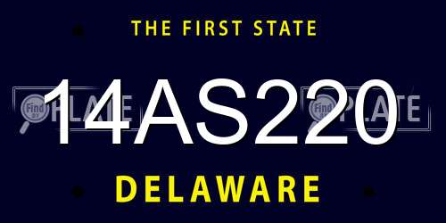 14AS220 Delaware License Plate