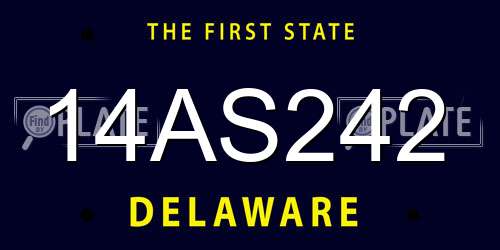 14AS242 Delaware License Plate