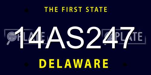 14AS247 Delaware License Plate