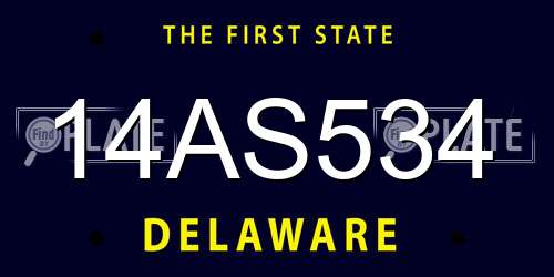 14AS534 Delaware License Plate