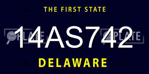 14AS742 Delaware License Plate