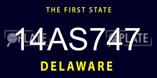 14AS747 Delaware License Plate