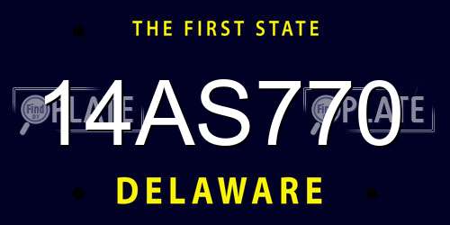 14AS770 Delaware License Plate