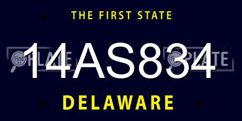 14AS834 Delaware License Plate