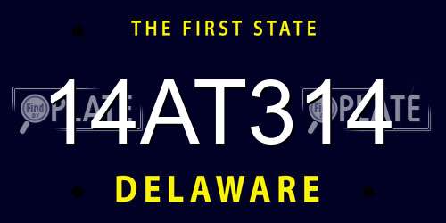 14AT314 Delaware License Plate